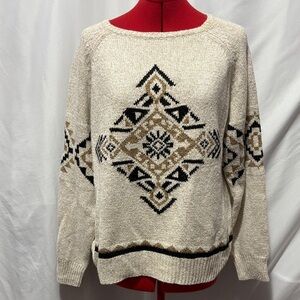 Reitmans Beige and Black Geometric Sweater XL74